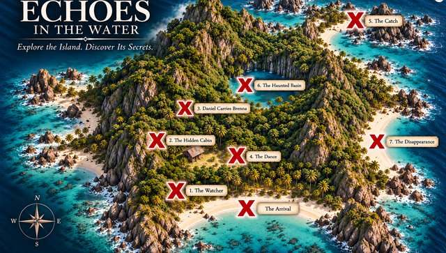 Illustrated map of the island from Echoes in the Water